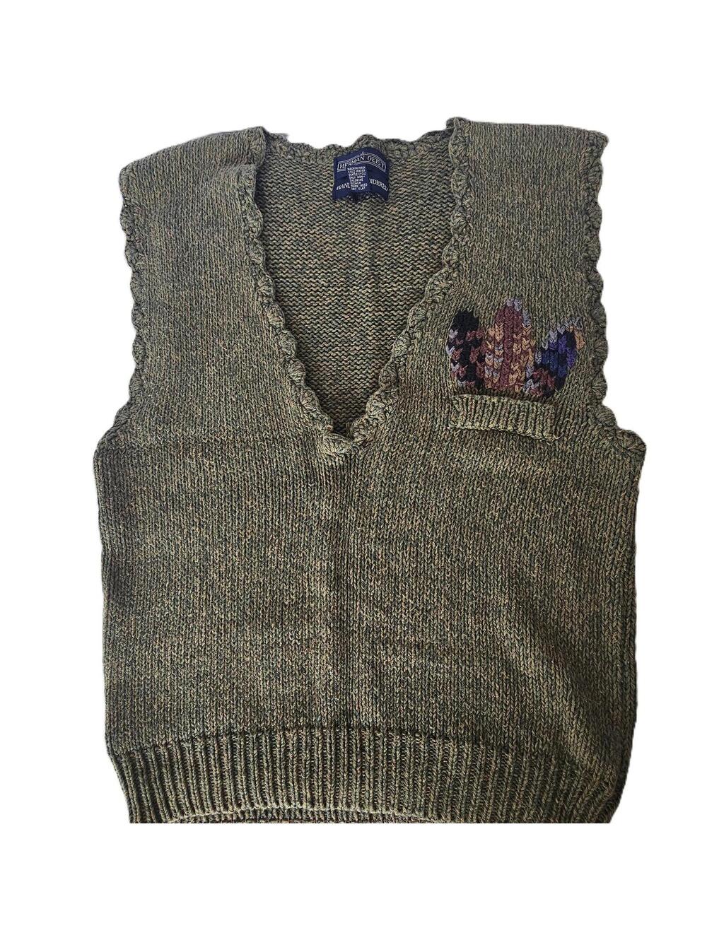 Vintage Herman Geist Sweater Vest Linen Cotton Embroidered Boho Cottagecore Knit - Picture 6 of 12